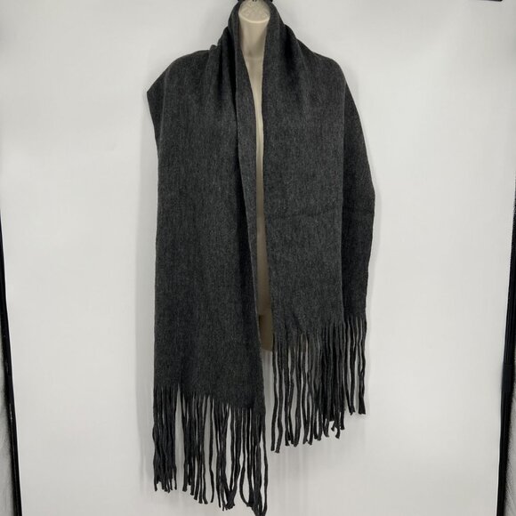 Lucky Brand Fringed Long Scarf Fall Winter Warm Cozy gray - Picture 1 of 7